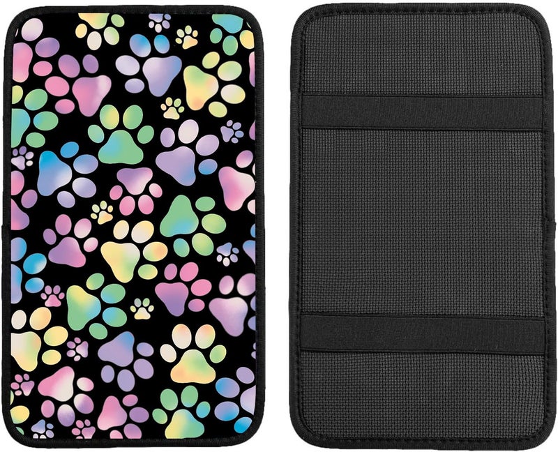 Adastrah Universal Car Center Console Cushion Pad,Dog Paw Print 2 Car Armrest Pad Car Armrest Seat Box Cover Protector for Most Vehicle, SUV, Truck, Car - Image 5